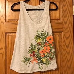 Merona Gray and Floral Racerback Tank Top